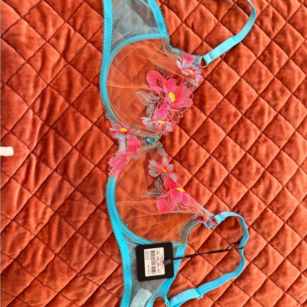 Honey Birdette Turquoise and Coral Bra